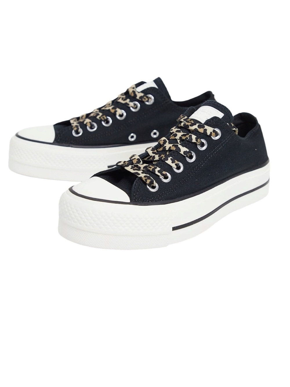 Converse Chuck Taylor Lift All Star Archive with leopard laces in black size 9